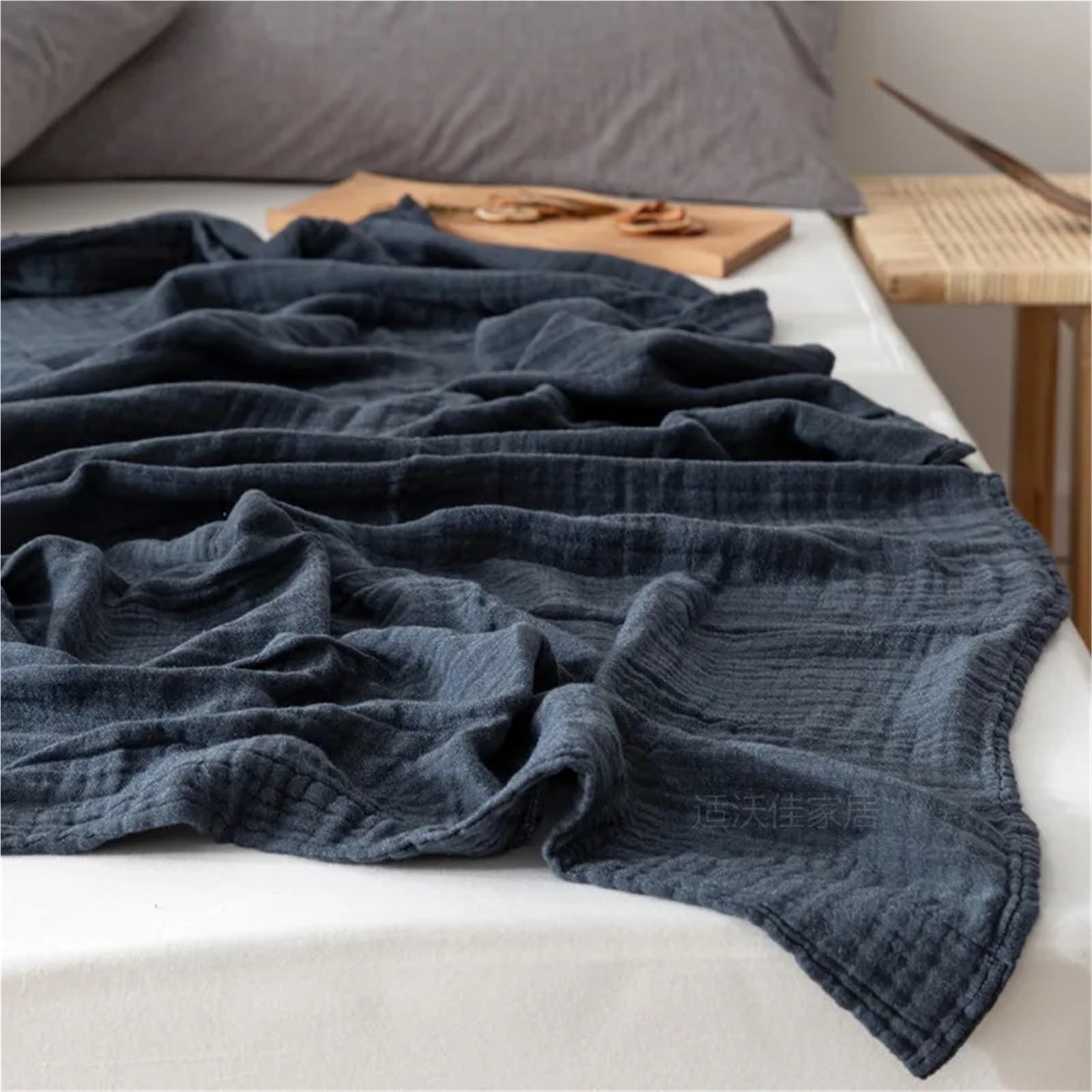 Coperta in mussola di cotone Coperte da camera for aria condizionata in garza di cotone sottile for divano letto copriletto super morbido in mussola trapuntata king size(Khaki,180x200cm)