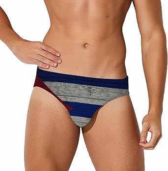 MIKMAX USA Flag Mens Swimwear Boxer Soft Triangle Thong Swimsuit Briefs Swim Trunk Sports Underwear