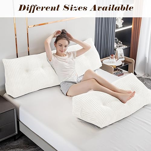 Miniatura 8 de Almohada de lectura con cabecera triangular grande con funda extraíble (blanco, individual 39 x 8 x 20 pulgadas)