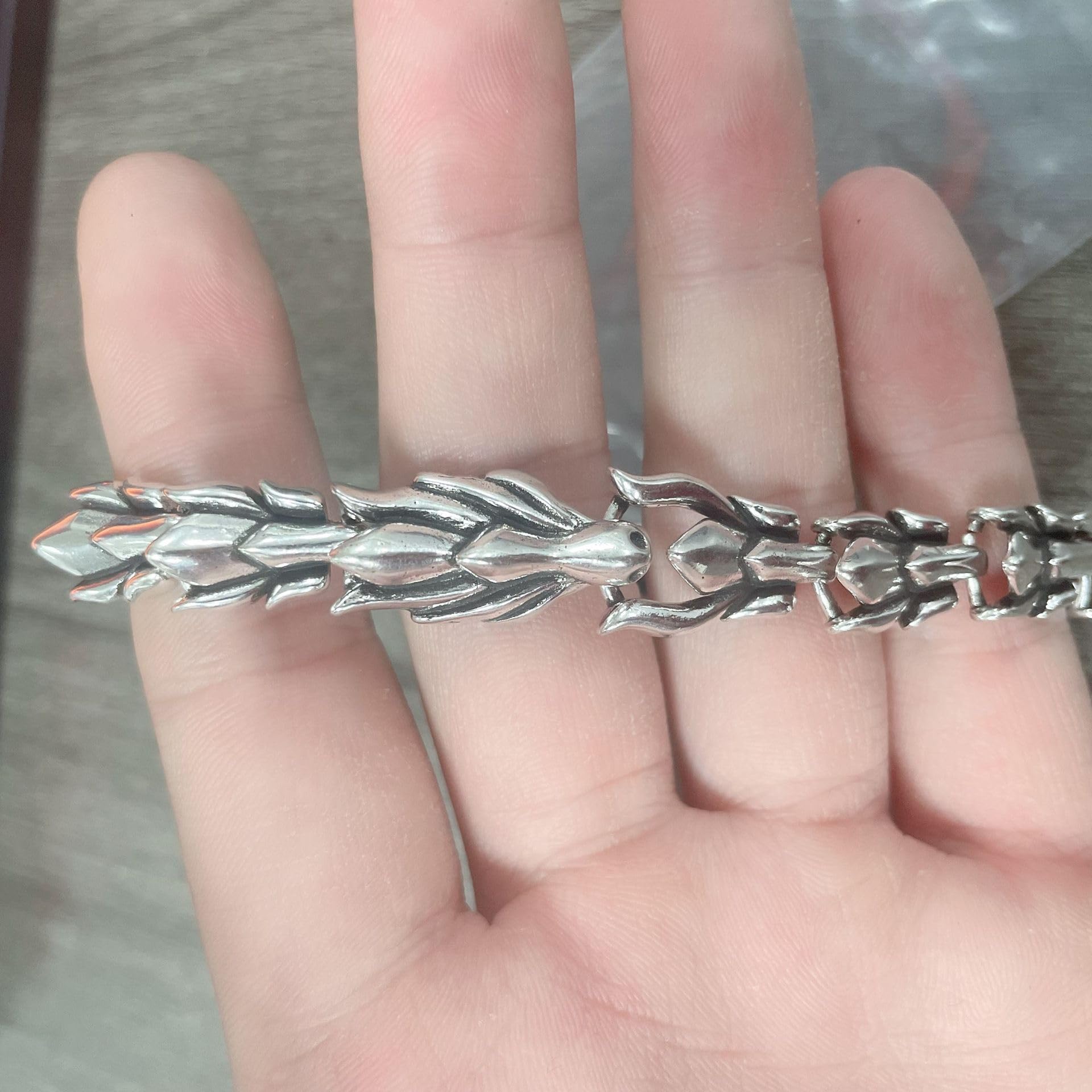 Pulsera Vintage de dragón de la Suerte Feng Shui de Plata Pura S925, protección de la Fortuna y la Riqueza, Amuleto Retro de Buena Suerte(B_20 CM)