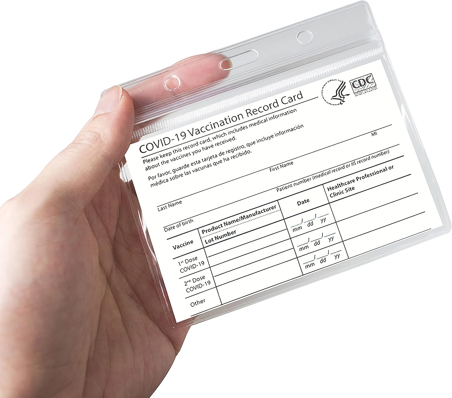 Padike CDC Vaccine Card Protector Waterproof 4 X 3 Vaccine Card Holder, Plastic Clear ID Card Holder Name Tags Badge Holders (10 PC)