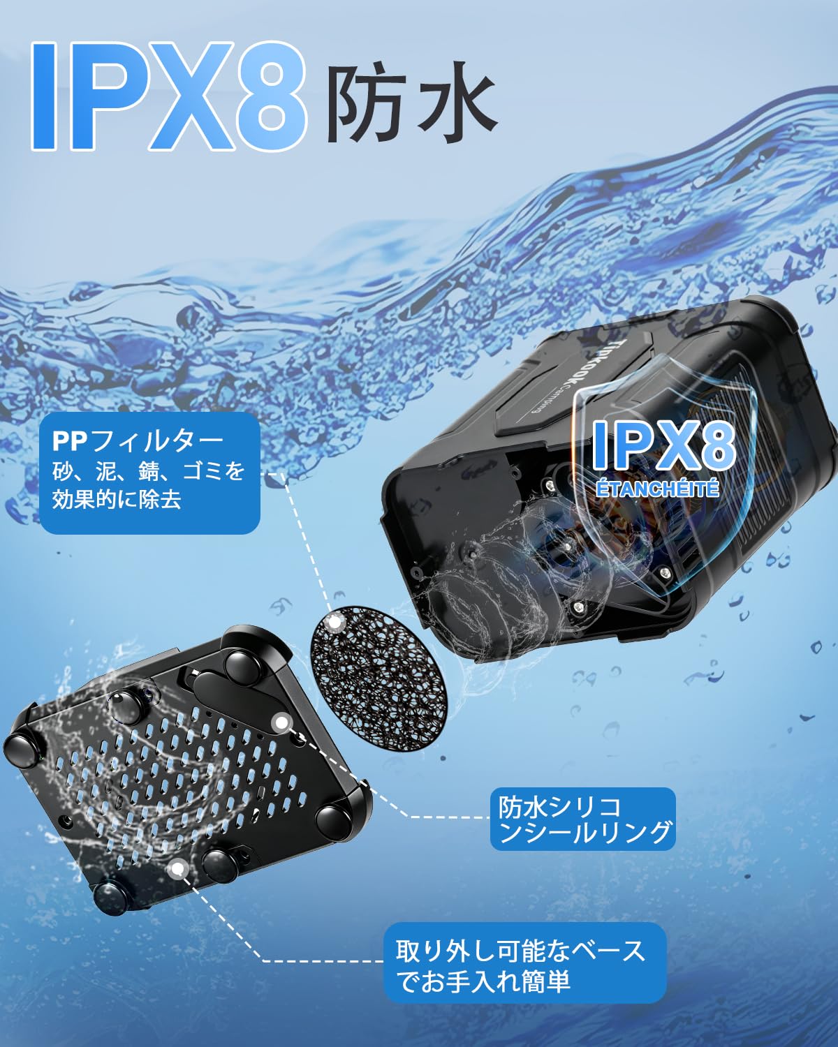 Amazon | ポータブルシャワー 【USB充電式·13000mAh】Tipkook 電動