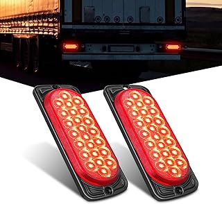 Nilight 5.5 Inch Aluminum Housing Tail Light 2 PCS 24 LED Red Running Brake Turn Signals Marker L...