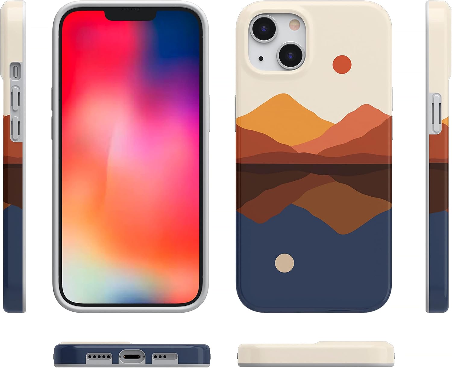 Casely iPhone 14 Plus Case | Opposites Attract | Day & Night Mountains | Compatible with MagSafe | Classic Ultra Slim Design