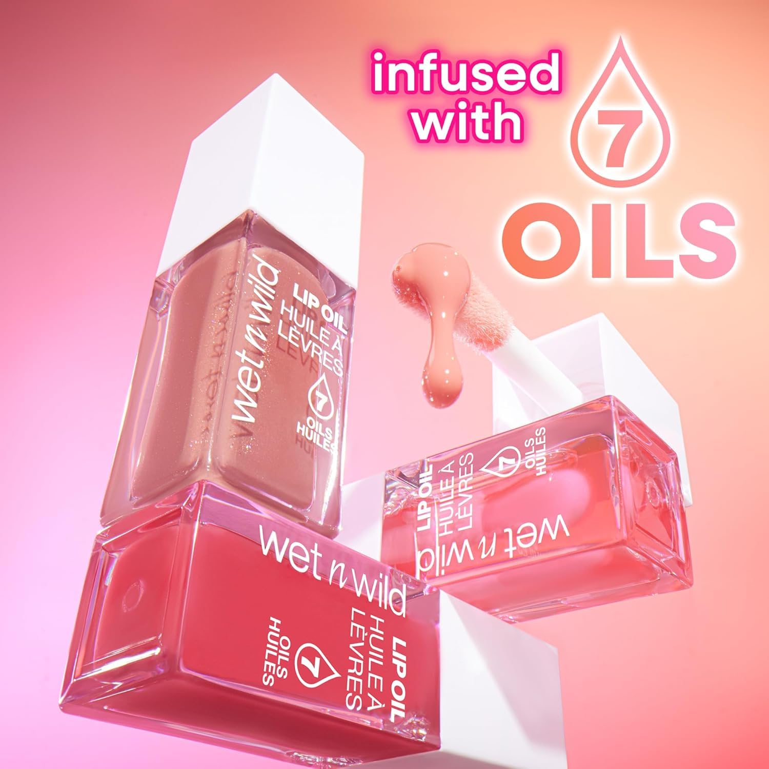 Wet n Wild Barwiony Olejek do Ust, Odżywczy i Nieklejący się Pomarańczowy Błyszczyk do Ust Zasilany 7 Naturalnymi Olejami, Lekka Formuła dla Efektu Lustrzanego Blasku, Orange Blossom