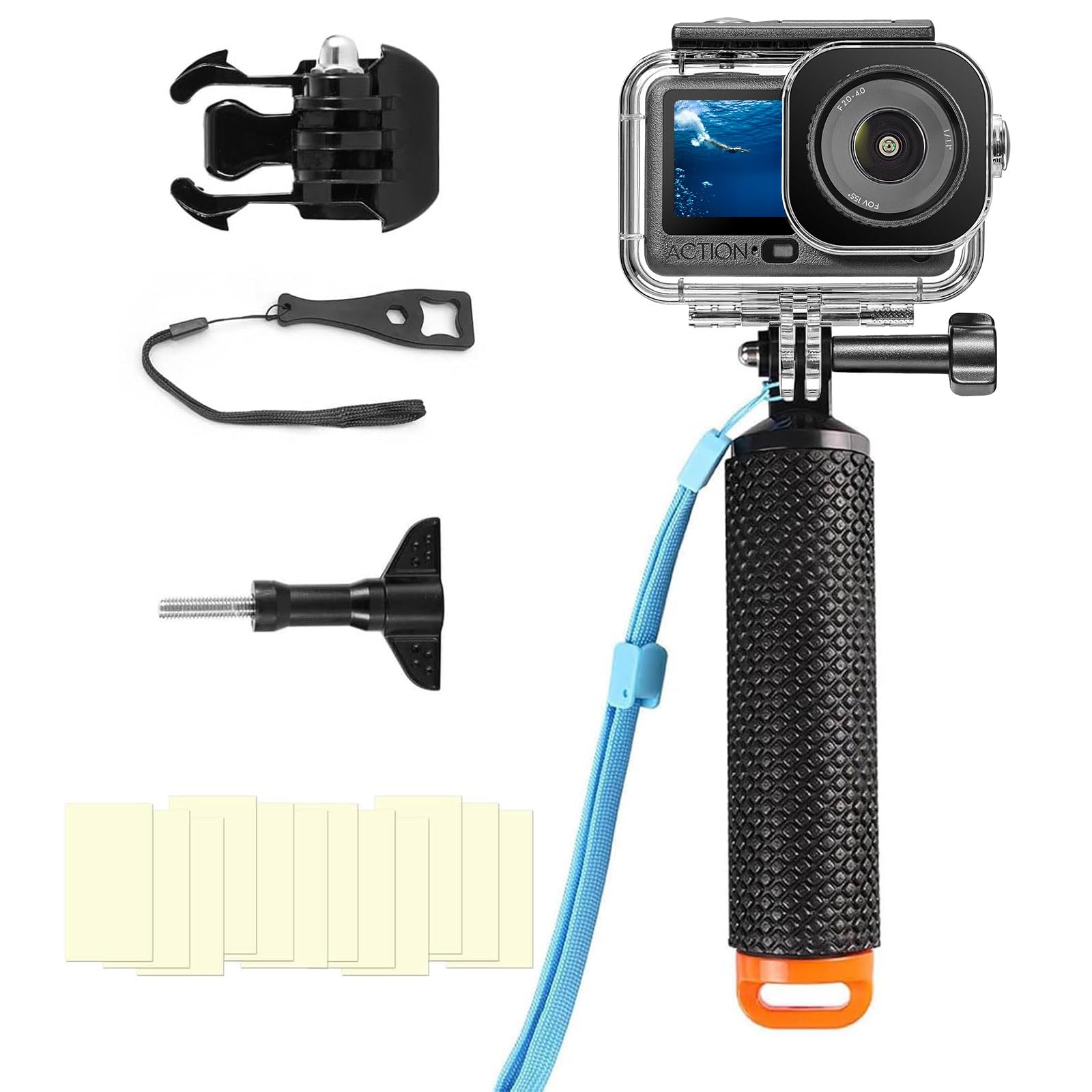 BO&DQQ Wasserdichte Unterwasserhülle kompatibel mit DJI Osmo Action 6 Kamera, 196 ft/60 m Tauchabdeckung mit Kameragriff, Montagezubehör
