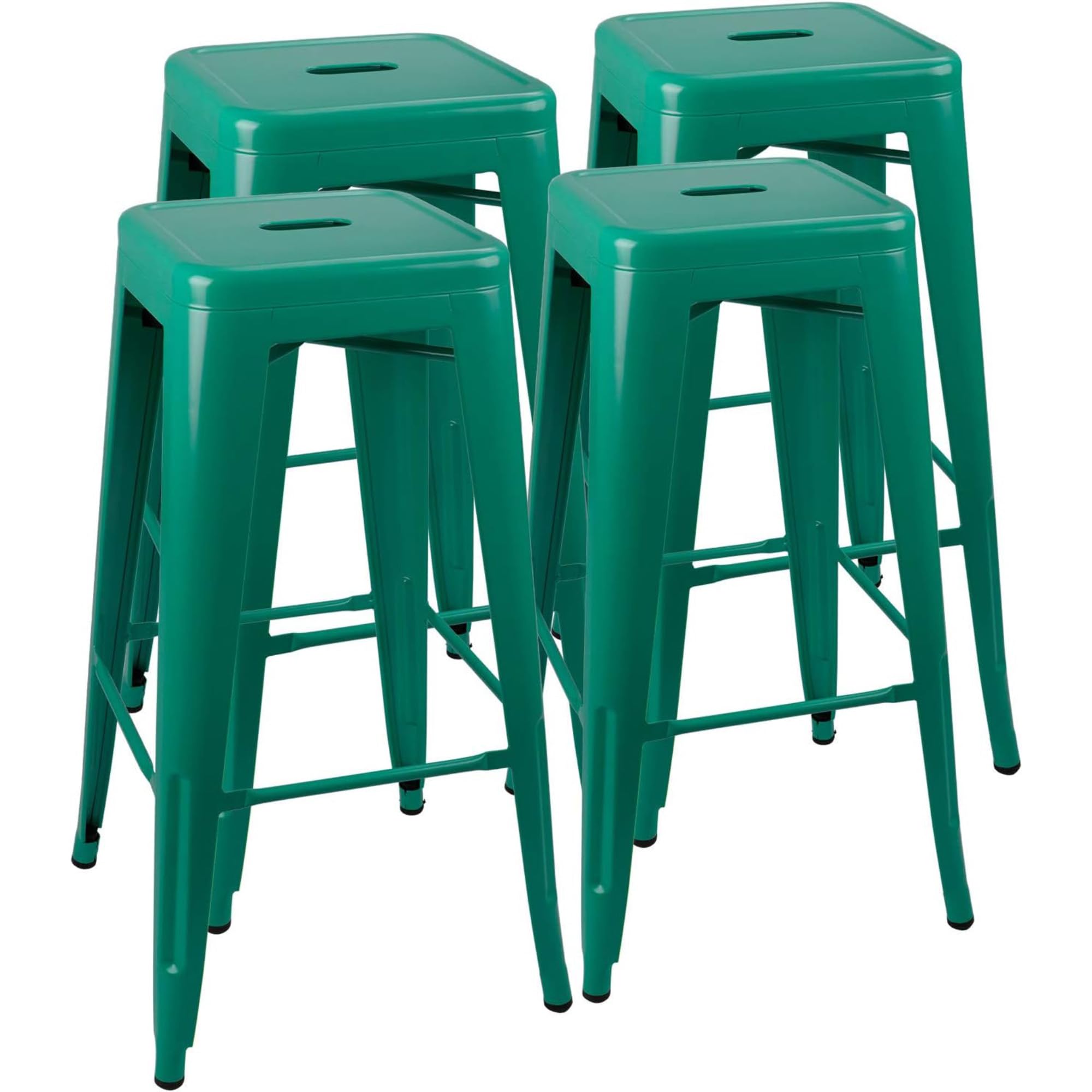 JUMMICO 30 Inches Metal Bar Stools Industrial Barstools Stackable High Backless Stools Vintage Indoor Outdoor Stackable Kitchen Stools