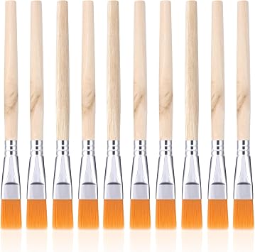10Pcs 3/4 Inch Flat Kids Paint Brushes Wood Craft Paint Brushes Small Watercolor Brush Bulk Painting Brush Art Detail Oil Brush for Kids Adult5.5 x 3/4 Inch