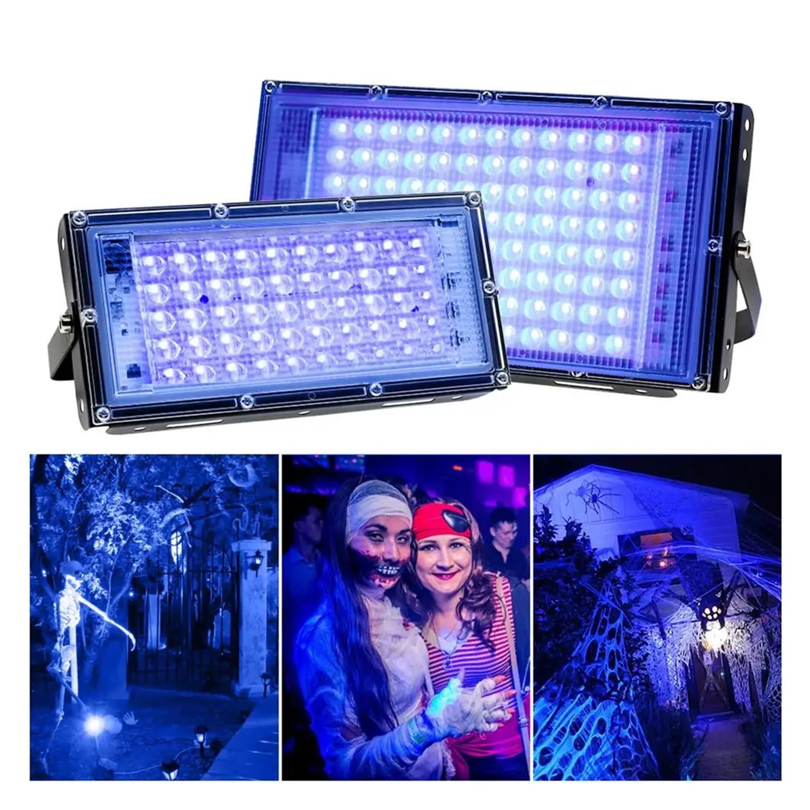 Lampe UV LED À Lar Faisceau, Lumière Noire, Étanche IP65, 395-400nm, UVA, For Éclaira De Scène, Décor D'halloween, 50W, 100W(300W)
