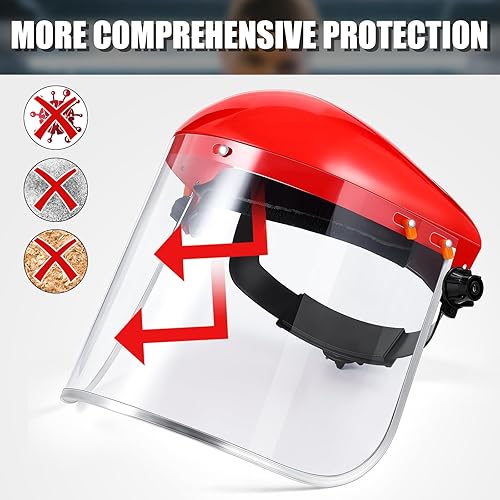 Miniatura 4 de Paquete de 3 máscaras faciales de seguridad para moler, transparente, de cara completa, resistente a los impactos, protección completa de PET,