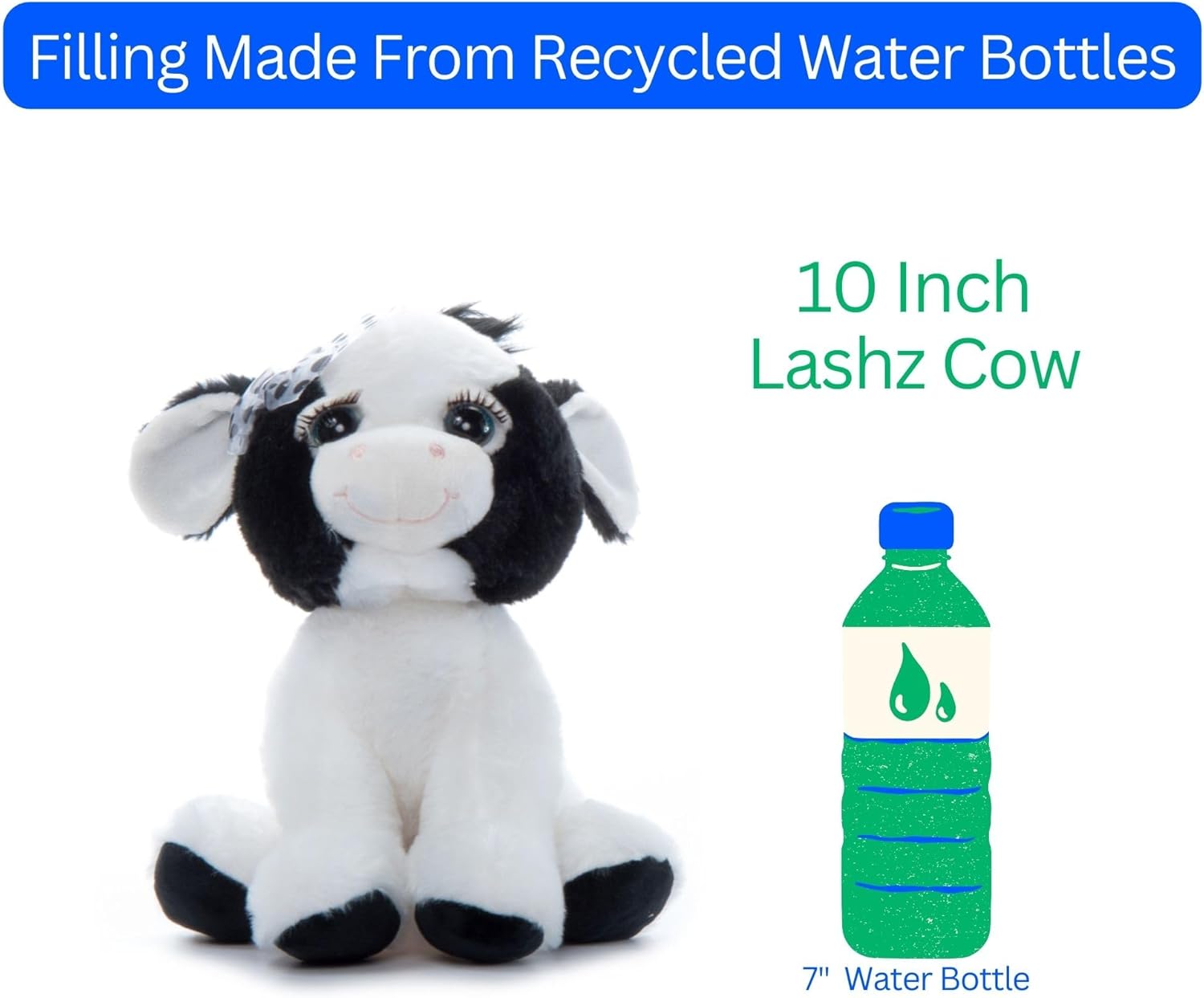 The Petting Zoo, Lash'z Cow Stuffed Animal, Gifts for Girls, Plush Toy 10 inches