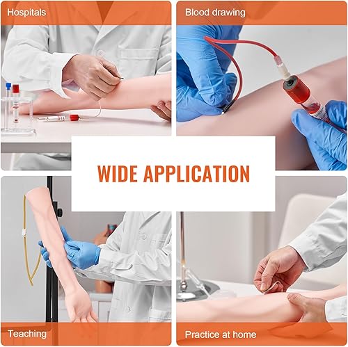 Miniatura 6 de Kit de brazo de práctica intravenosa VEVOR hecho de material de PVC y látex, brazo de flebotomía con soporte de infusión, brazo de práctica