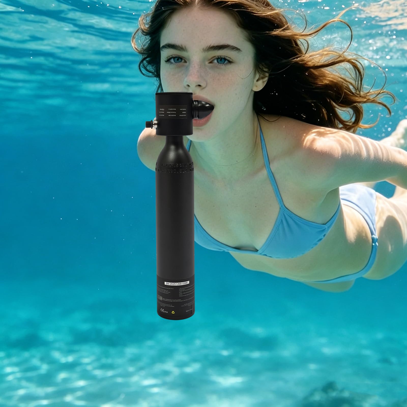 Equipo de buceo, minibotella de buceo de 0,5 L con máscara de buceo, agua poco profunda, botellas pequeñas de buceo, mini botella de oxígeno con máscara de esnórquel de cara completa, adecuada para