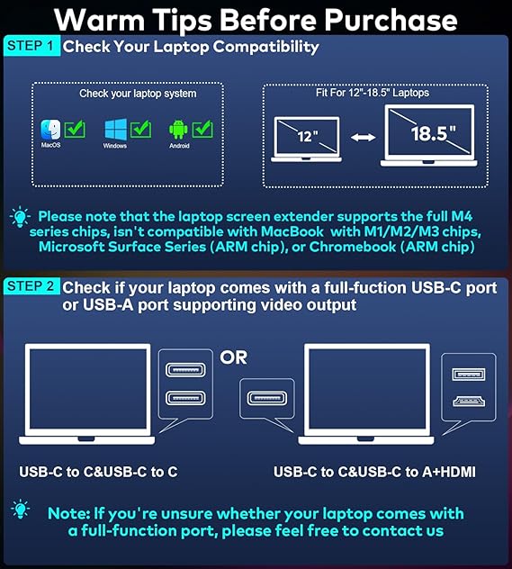 16 Laptop Screen Extender, 1200P FHD Triple Portable Laptop Monitor Extender for 12-18.5 Laptops, 16:10 Aspect Ratio Rotation Screen, Compatible with MacOS, Wins, Chrome, Surface