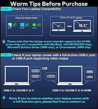 16 Laptop Screen Extender, 1200P FHD Triple Portable Laptop Monitor Extender for 12-18.5 Laptops, 16:10 Aspect Ratio Rotation Screen, Compatible with MacOS, Wins, Chrome, Surface