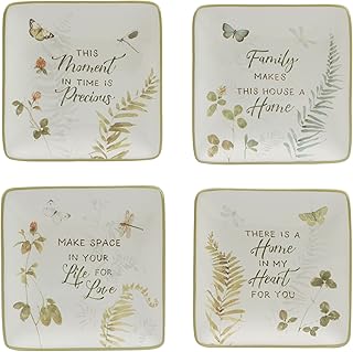 Certified International Green Fields 6" Canape/Luncheon/Appetiser Plates, Set of 4 Assorted Designs
