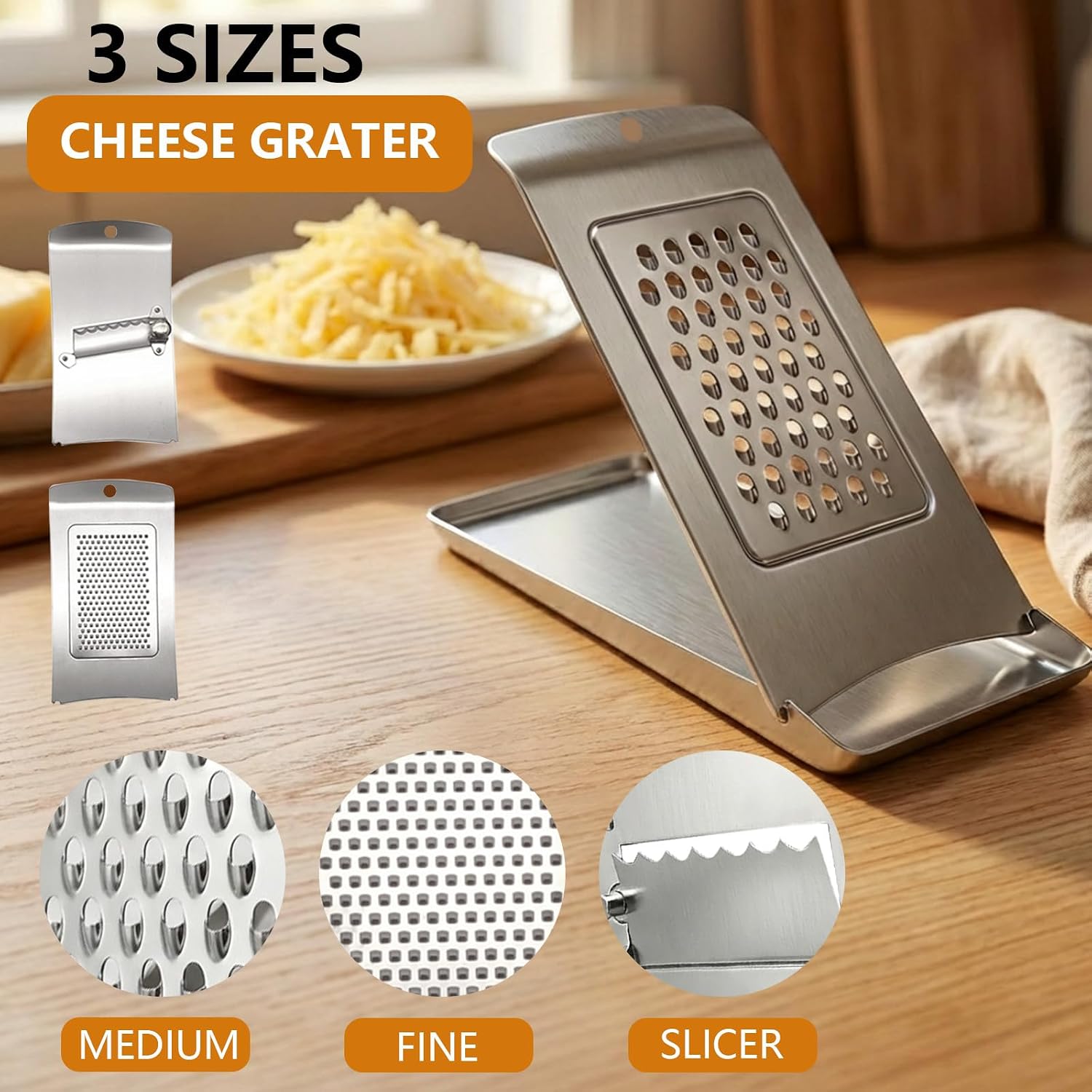 3-in-1 Cheese Grater Set with Tray