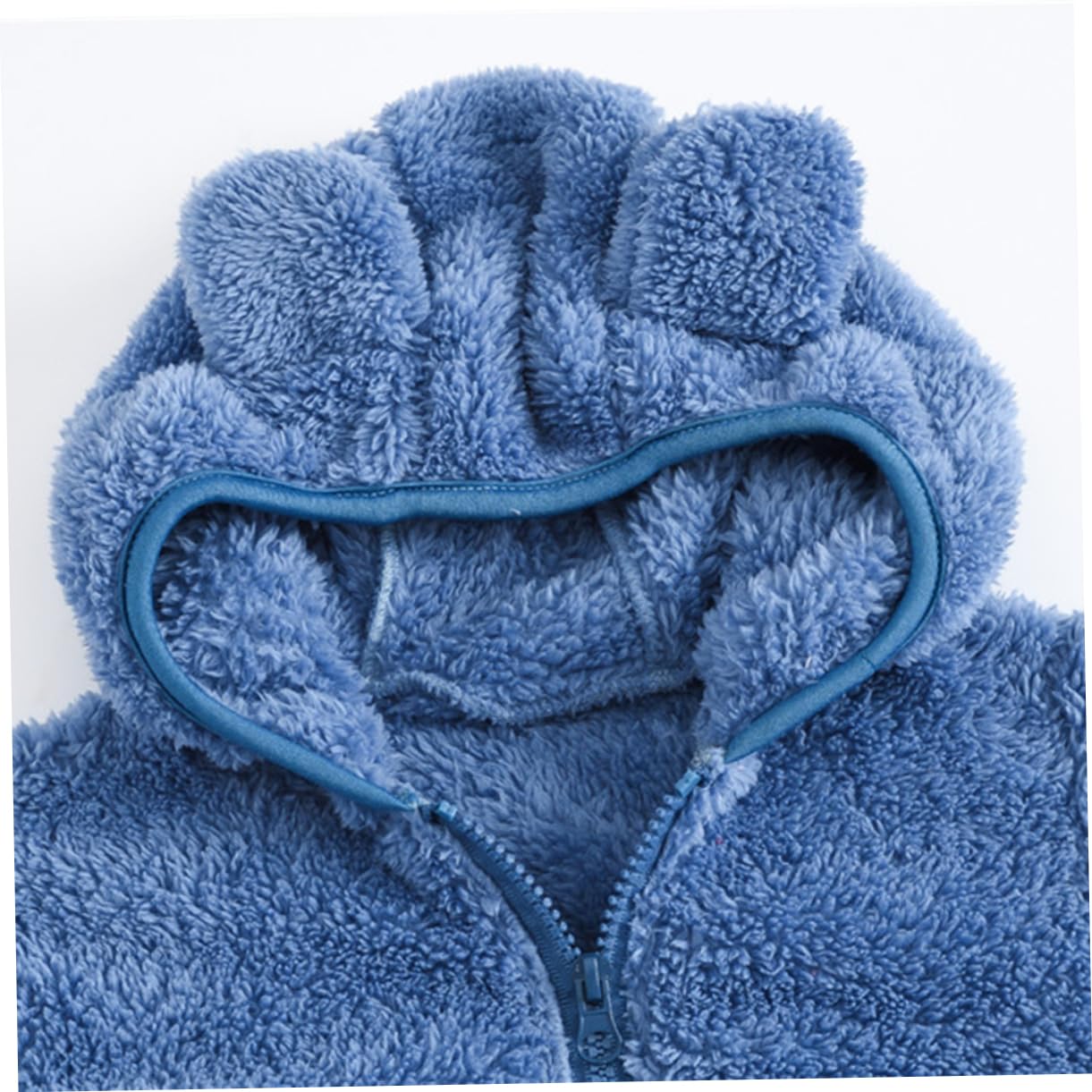 LIFKOME Fur Hooded Coat Winter Warm Jacket for Boys Girls Thicken Fleece Outerwear Fashion Long Hood 90cm Height Adorable Design Blue