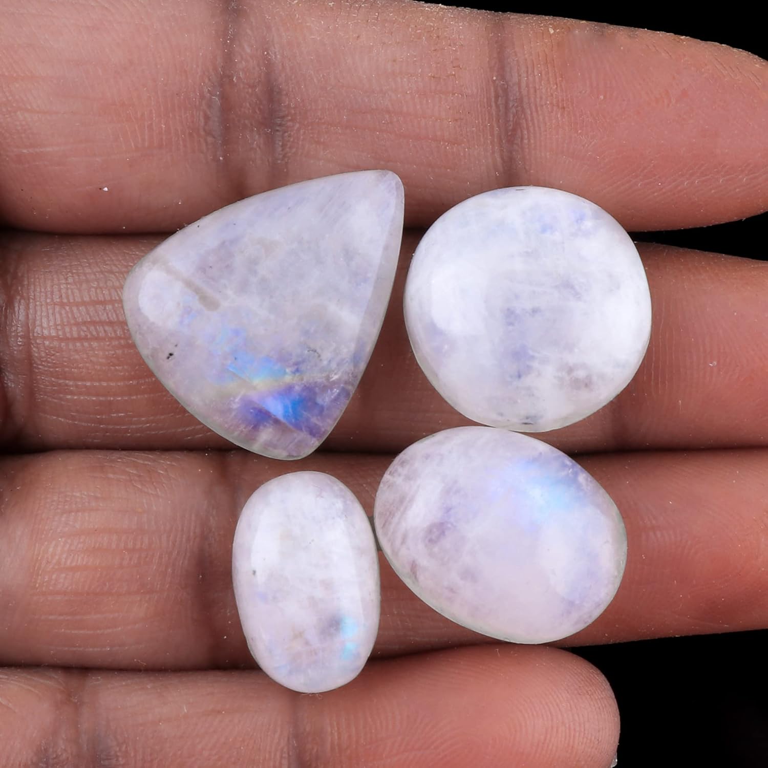 TGH Natural Rainbow Moonstone Gemstones Wholesale Cabochons Lot, Jewelry Making Loose Polished Gems, DIY, Wire Wrapping, Reiki, Healing Crystals, Bulk Deal, 50 Carat Lot, Valentine Day Gift - Image 2