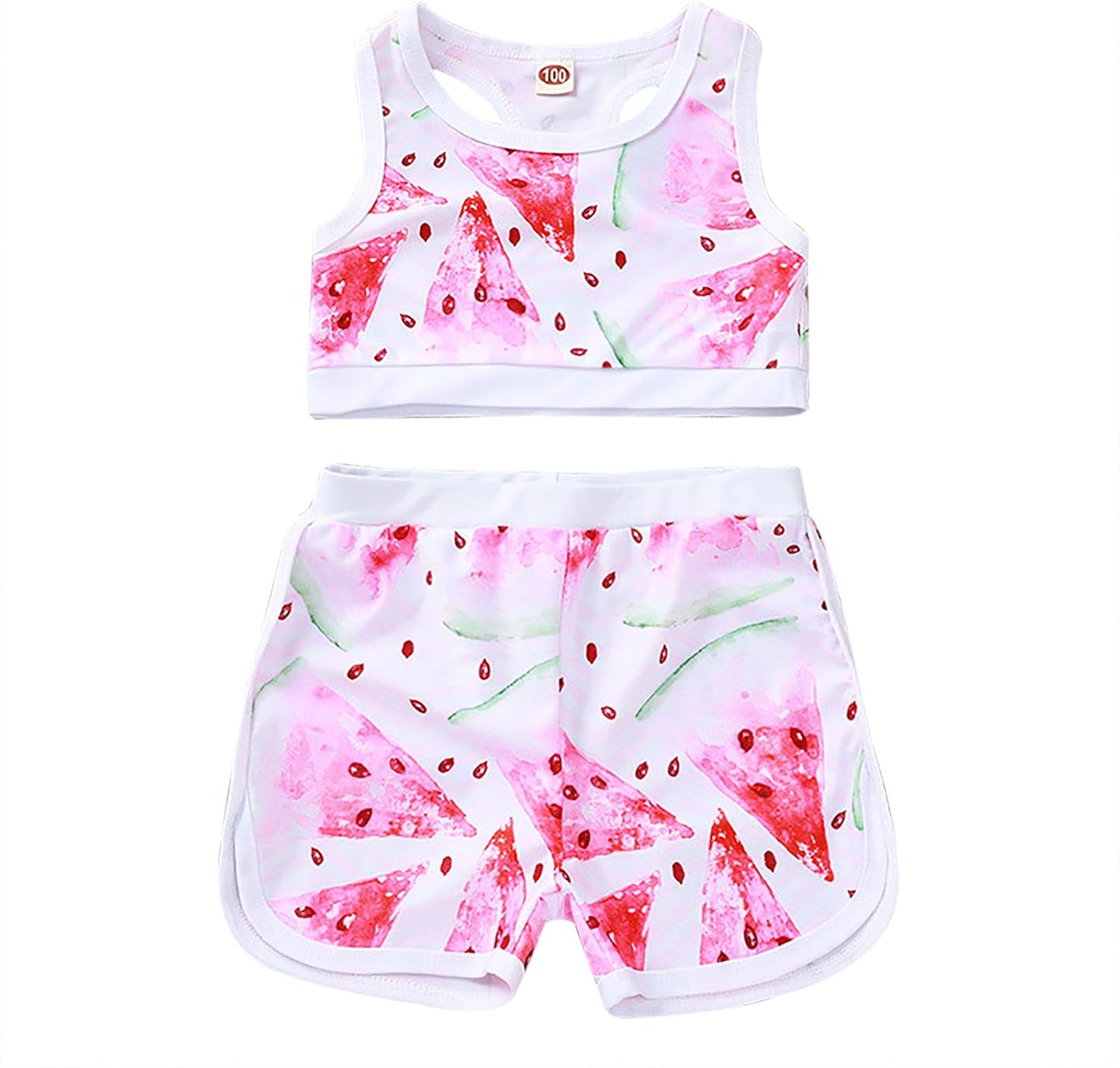 YUUMIN Kids Girls Athletic Two Pieces Swimsuit Bikini Tankini Sets Crop Tops with Booty Shorts Watermelon 12-24 Months : Clothing, Shoes & Jewelry
