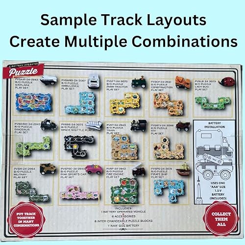 Miniatura 5 de Juego de pista de rompecabezas  Vehículo de juguete a pilas y tapete de juego de rompecabezas de piso  Juegos de 16 piezas  Vehículo temático de