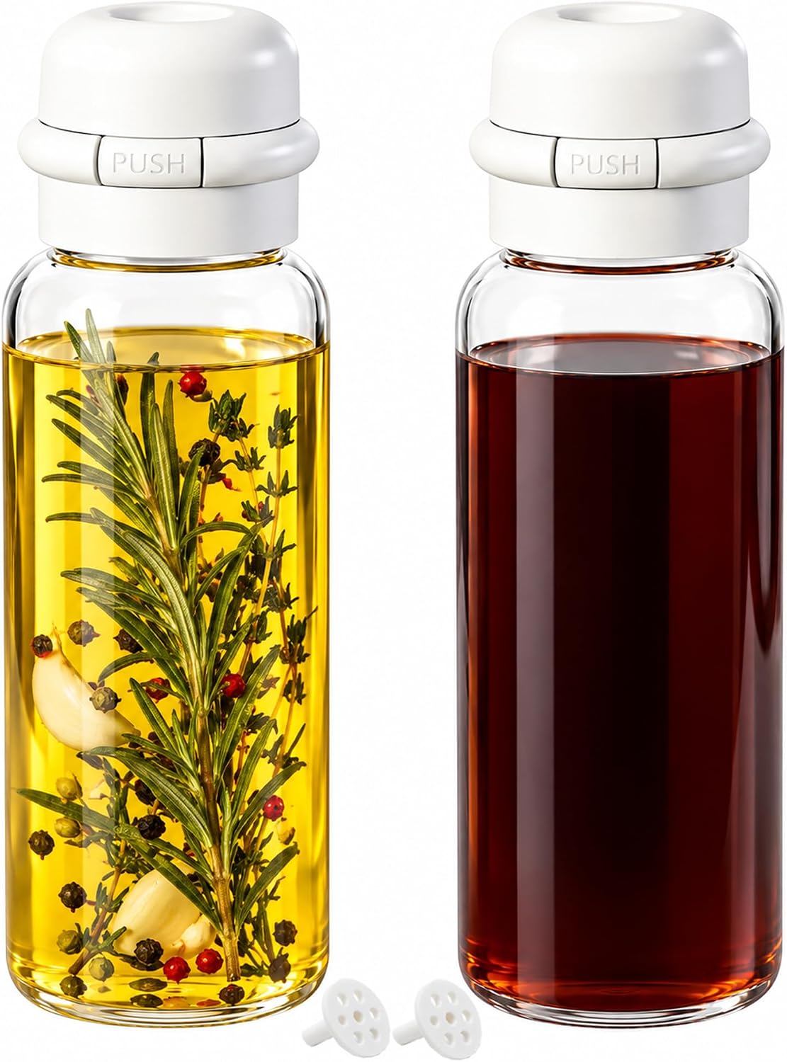 2 Pack Glass Olive Oil Dispenser, Removable Filter, 16.9 Oz