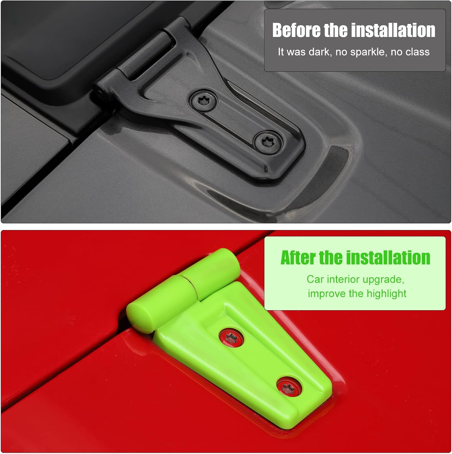 2PCS Hood Hinge Cover Trim Accessories for Jeep Wrangler JK JKU Sport Rubicon Sahara & Unlimited 2007-2018 (Green) image 3