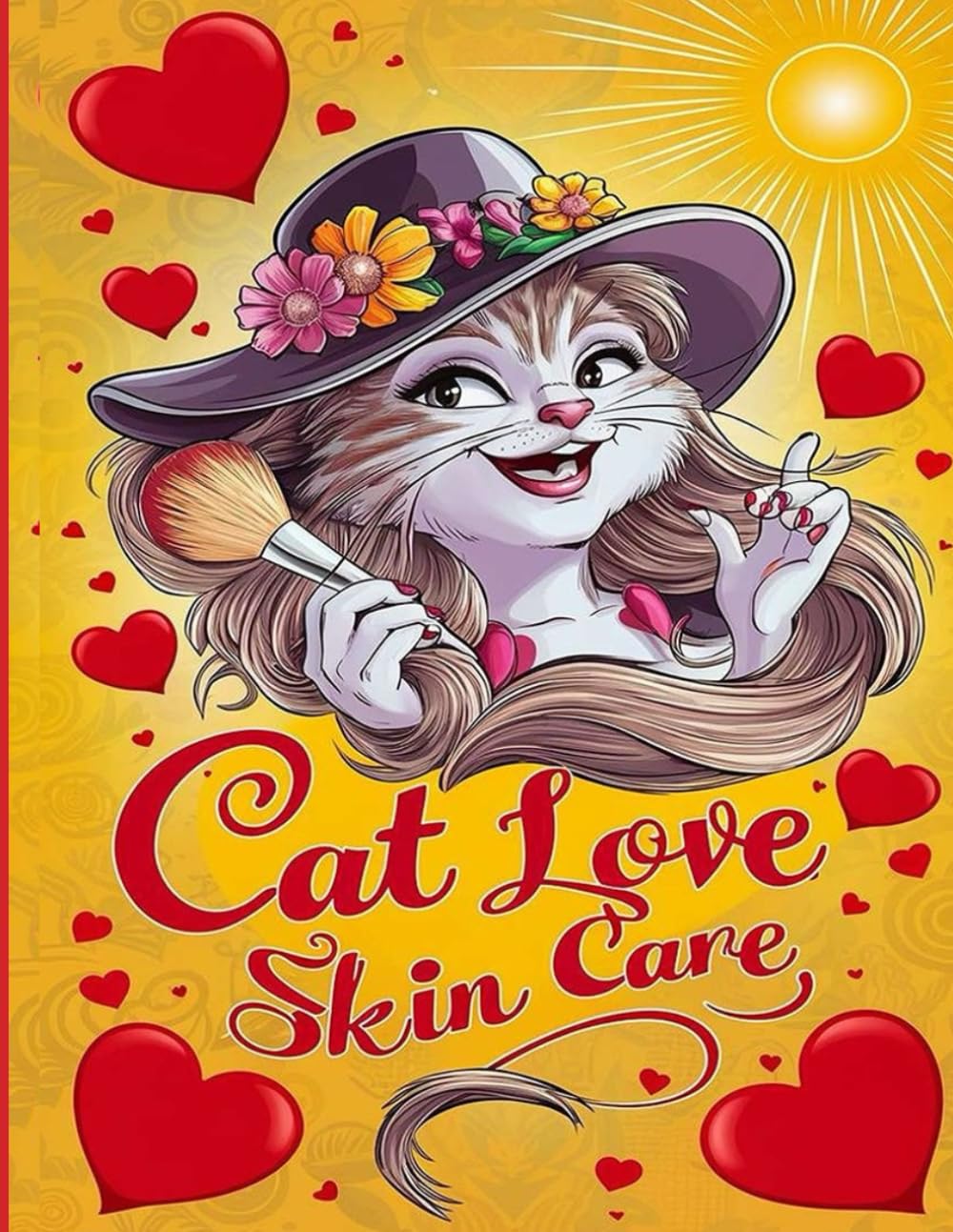 Cat love Skin Care: for kids, 40 Big pictures, cute and simple, easy to color, cute design, includes skincare, makeup and fragrances, for cats