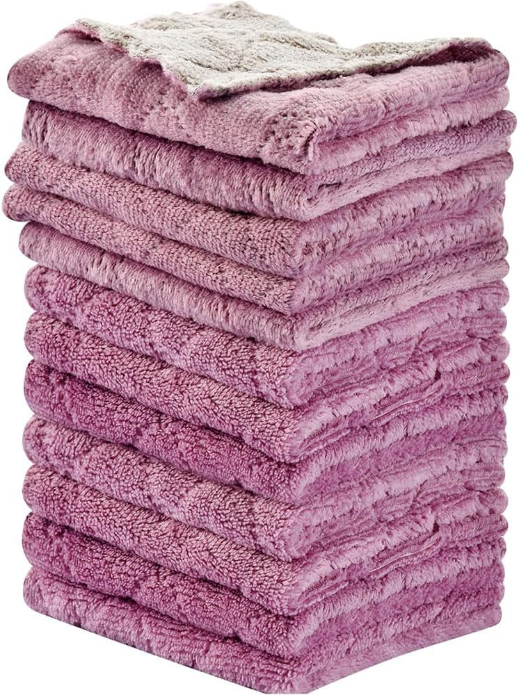 5pcs Kitchen Towels Dish Towels, Multipurpose Reusable Dish Cloths, Double-Sided Microfiber Cleaning Rags for Furniture, Car, Tea, Bowl