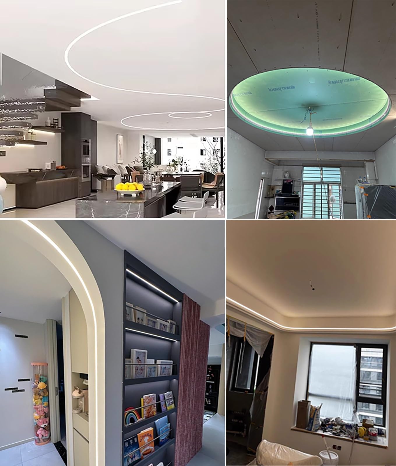 Profili per Strisce LED Profilo Diffusore a LED per Illuminazione Indiretta a Soffitto, Profilo in Alluminio Flessibile per Strisce LED, Canale Diffusore a LED da Incasso(87ft(26.5m))