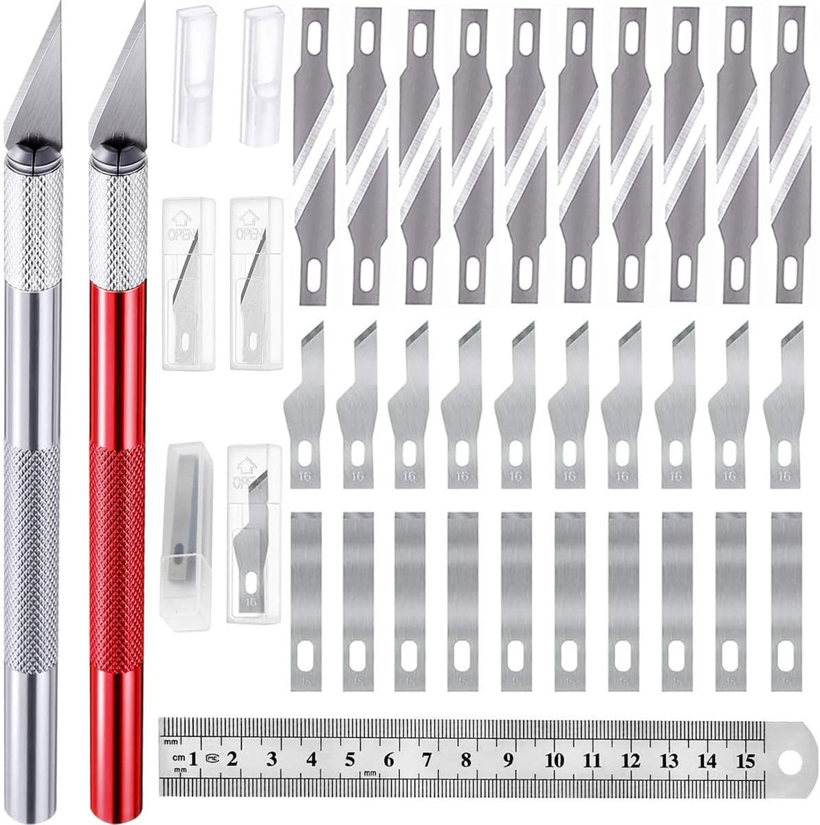 2 Pieces Craft Knife Hobby Knife with 42 Pieces Stainless