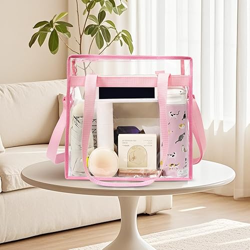 Vista 19 de BAGAIL Bolsas transparentes aprobadas para estadios con cierre de cremallera, bandolera bandolera con correa ajustable Negro