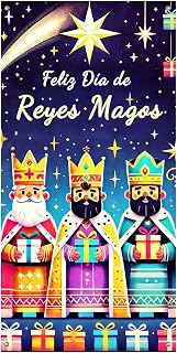 Three Kings Christmas Door Cover Epiphany Decor 71x35 Inch Feliz Dia de Reyes Magos Merry Christmas Porch Banner Holiday Seasonal Entryway Decoration Patio Doors Decoration Welcome Sign