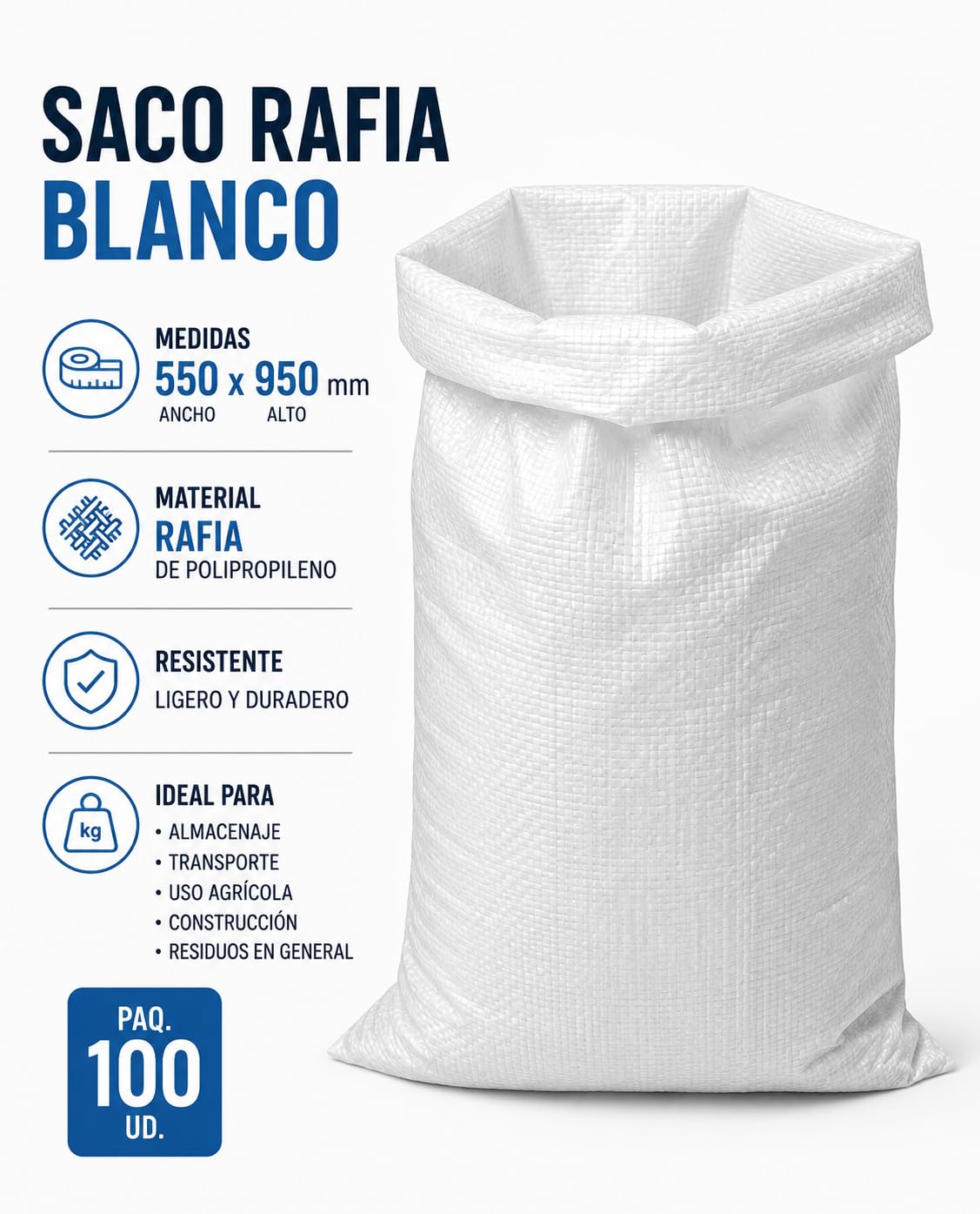 Sacco Rafia 55 x 95 cm -Paq. 100 pz