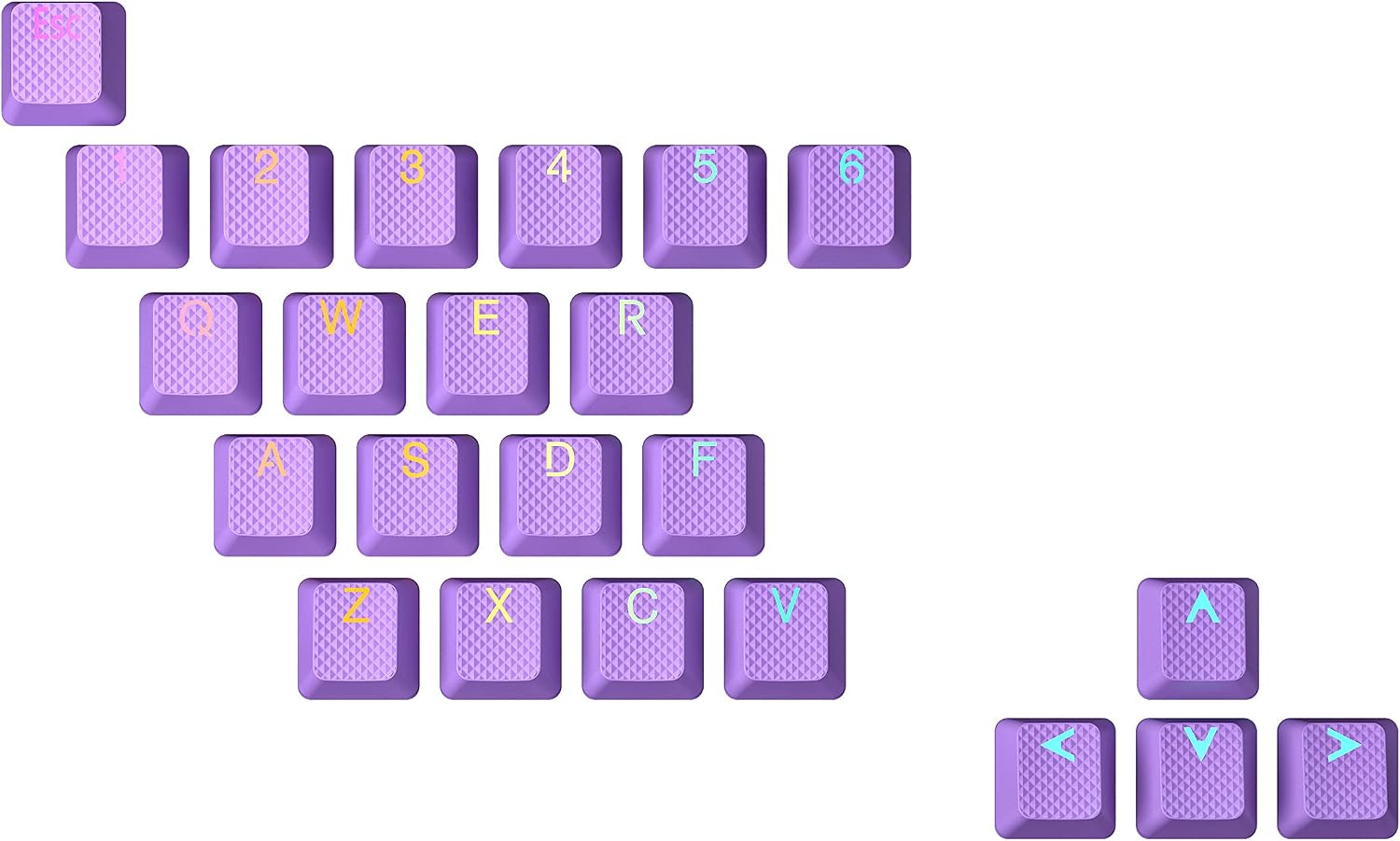 HK GAMING Rubber Keycaps Set | Anti-Slip Texture | Doubleshot Backlit Keycap Set | 23 Keys OEM Profile Key Set | for Mechanical Keyboard | Compatible with Cherry MX, Gateron, Kailh | Deep Purple