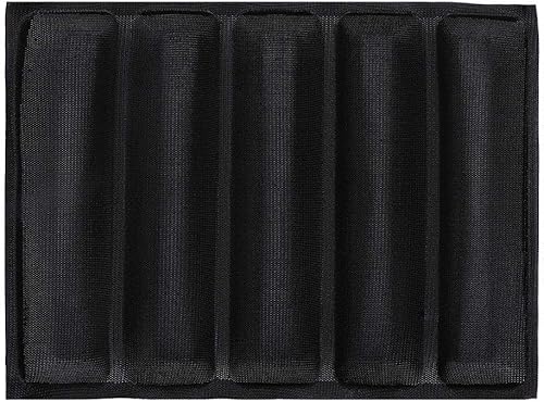 Miniatura 8 de Juego de 2 moldes de silicona para baguette, moldes de baguette negros con 5 panes, molde para sándwich de baguette francés, molde para hornear pan