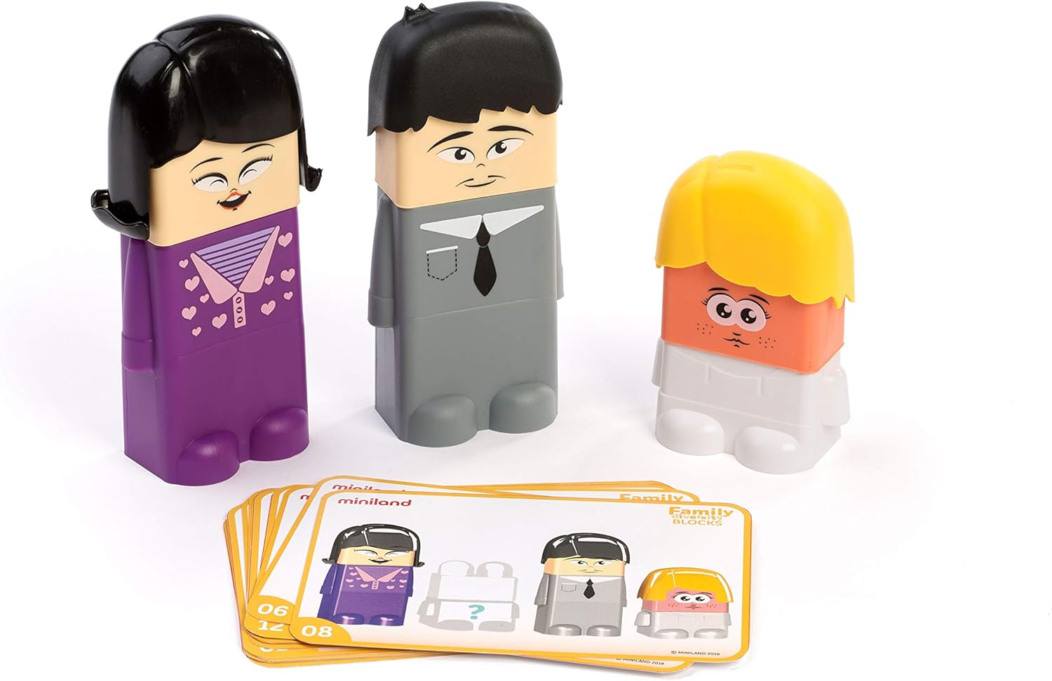 Miniland Family Diversity Blocks Game for Children from 3 to 6 Years. 33 Pieces, 12 Activity Sheets and 1 brochure. Compatible with Emotiblocks and Job Blocks. Made in Spain