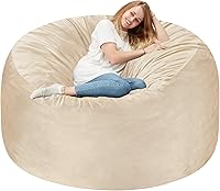 Vista 23 de Homguava Silla de Puf de 2 Pies: Pufs de 2' con Espuma de Memoria Rellenos, Cómodas Sillas de Puf Redondas con Funda de Terciopelo Holandés - Rosa