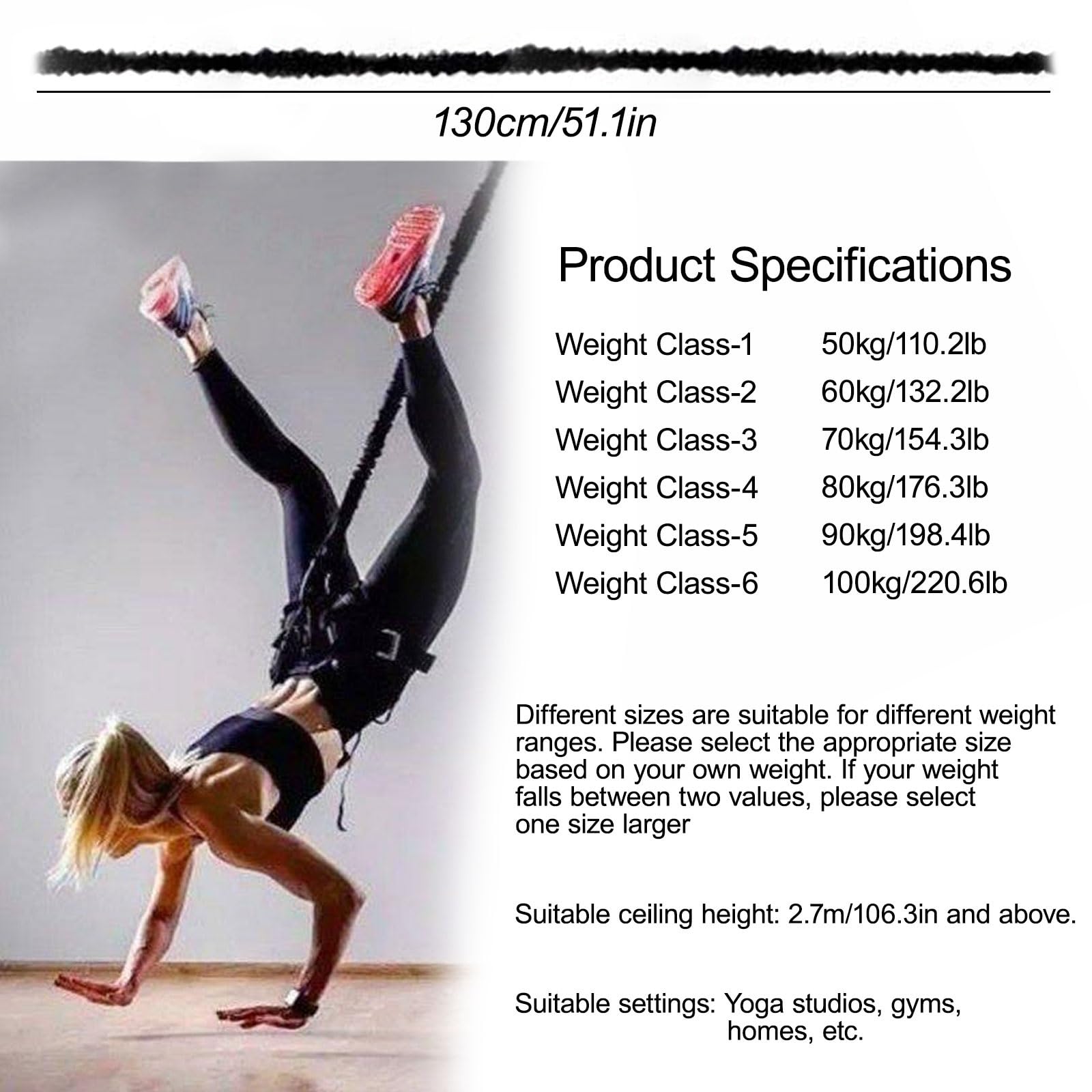 Bandes de résistance pour entraînement, corde élastique pour salle de sport à domicile, yoga, danse aérienne et entraînement à suspension