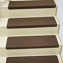 2 alfombrillas adhesivas antideslizantes para escalera, alfombra de madera autoadhesiva, para el hogar, color marrón oscuro, 55 x 20 x 4,5 cm