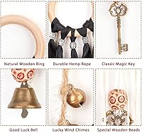 Vista 9 de OLYCRAFT 3 Pcs Witch Bells & Keychain Hangers - Moon Key Wiccan Bells Decor with Wood Beads Wind Chimes for Home Decor - 11.8 Inch