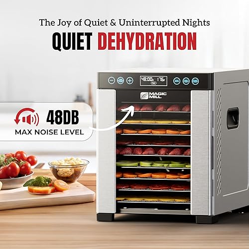 Vista 19 de Magic Mill Máquina deshidratadora profesional de alimentos 7 bandejas de acero inoxidable XL Secadora para cecina, golosinas para perros