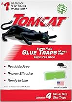 Tomcat Super Hold Glue Traps Mouse Size for Mice, Cockroaches, Spiders, and Scorpions, Ready-To-Use, 4 Traps