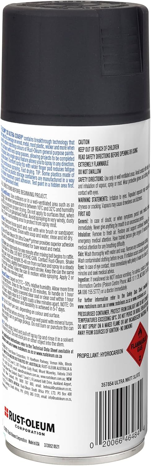 Rust-Oleum 2X Ultra Cover Spray Paint, Flat Black, 340 g