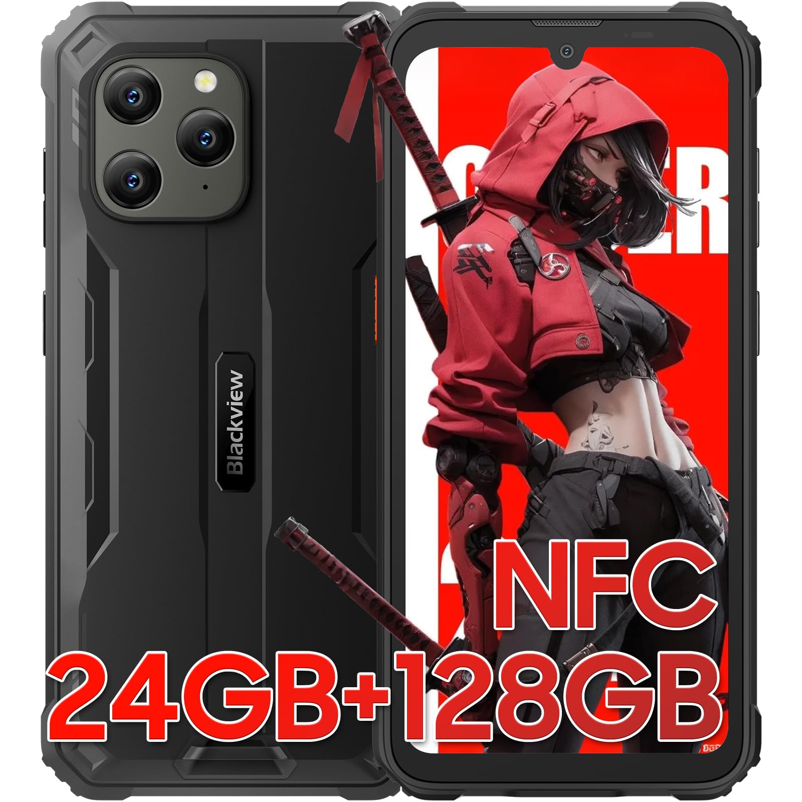Blackview BV5300 Plus Movil Irrompible, 24GB+128GB(TF 2TB) 6580mAh Teléfono Móvil NFC, Helio G72 Pantalla de 6.1''HD+ 13MP Moviles Rugerizados Dual 4G SIM/OTG/GPS/IP68 IP69K/2 Años Garantía