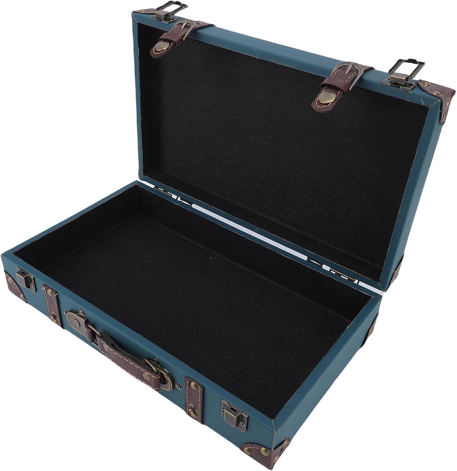 AUNMAS Vintage Trunk, Wooden Storage Lightweight Suitcase Retro Antique Style, PU Leather Film Props