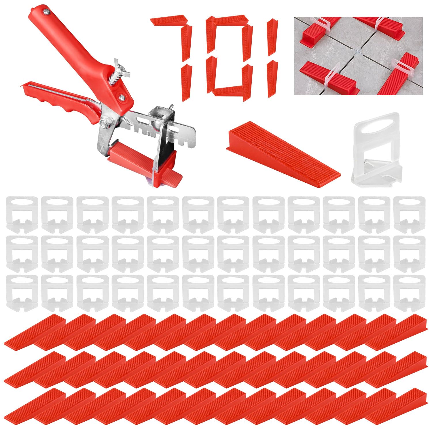701 Pezzi 200 Cunei per Piastrelle 500 Distanziatori per Piastrelle Livellatori per Piastrelle Cunei Piastrelle Sistema di Livellamento per Piastrelle 2 mm Distanziatori per Piastrelle 2mm Pinza Cunei