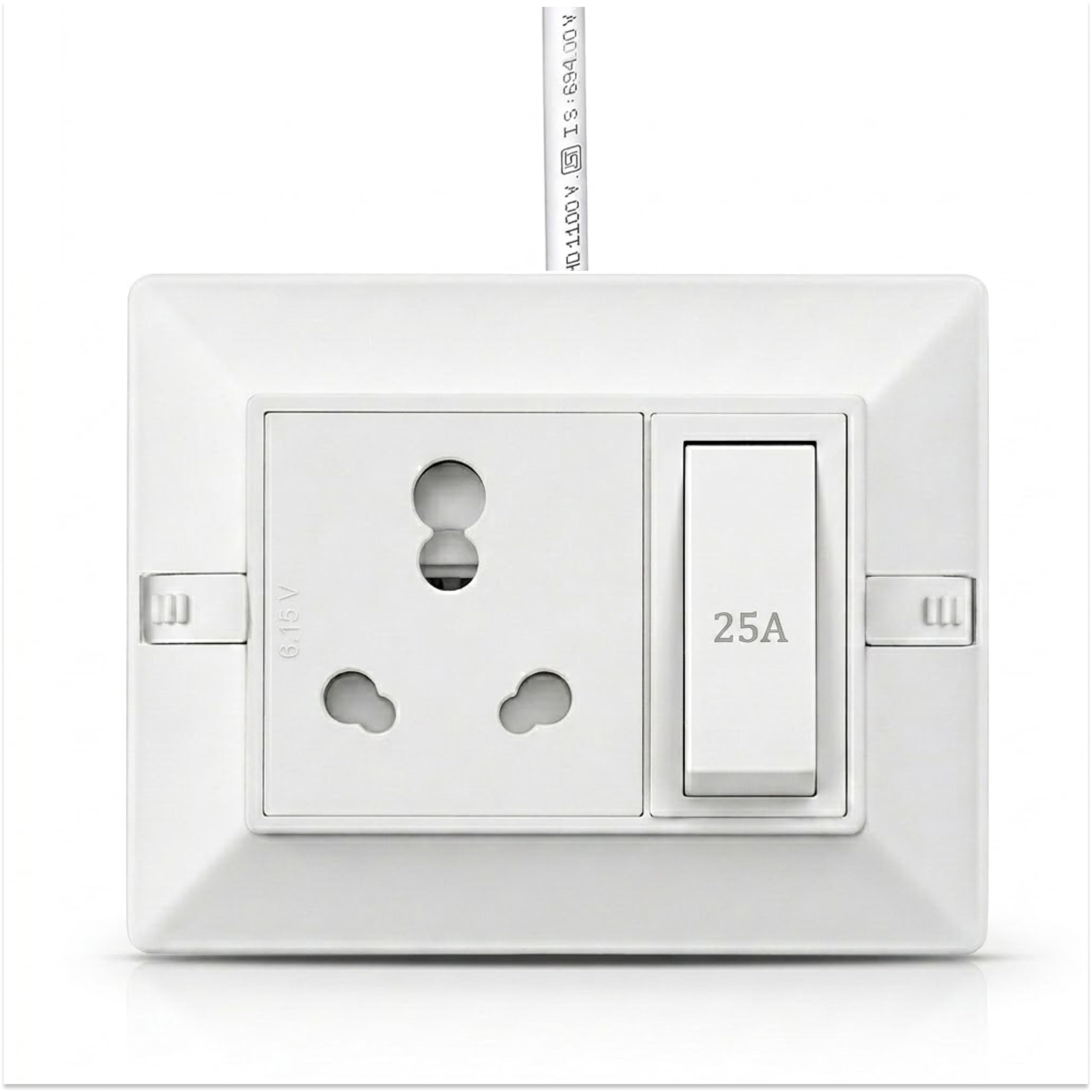 Extension Board Single 16A Socket with 16A Switch, Safety Shutter, 3 Pin Plug, 2.5 Sqmm 3 Core Copper Cable, White, 3000W (3 Metre)-image-36