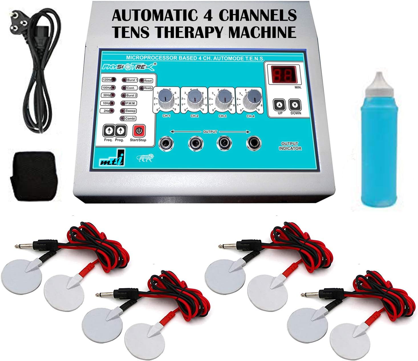 PHYSIOTREX 4Ch Digital LCD Corded Electric Auto-Mode Display Machine with Gel Bottle (White, 250 Ml)