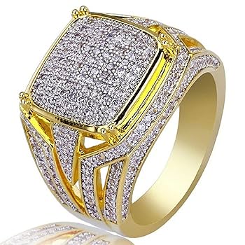 アクセサリー GDC Diamond Memory Ring (Zirconia / Gold Amazon.com: Men's Simulated Diamond Band Micropave Mens